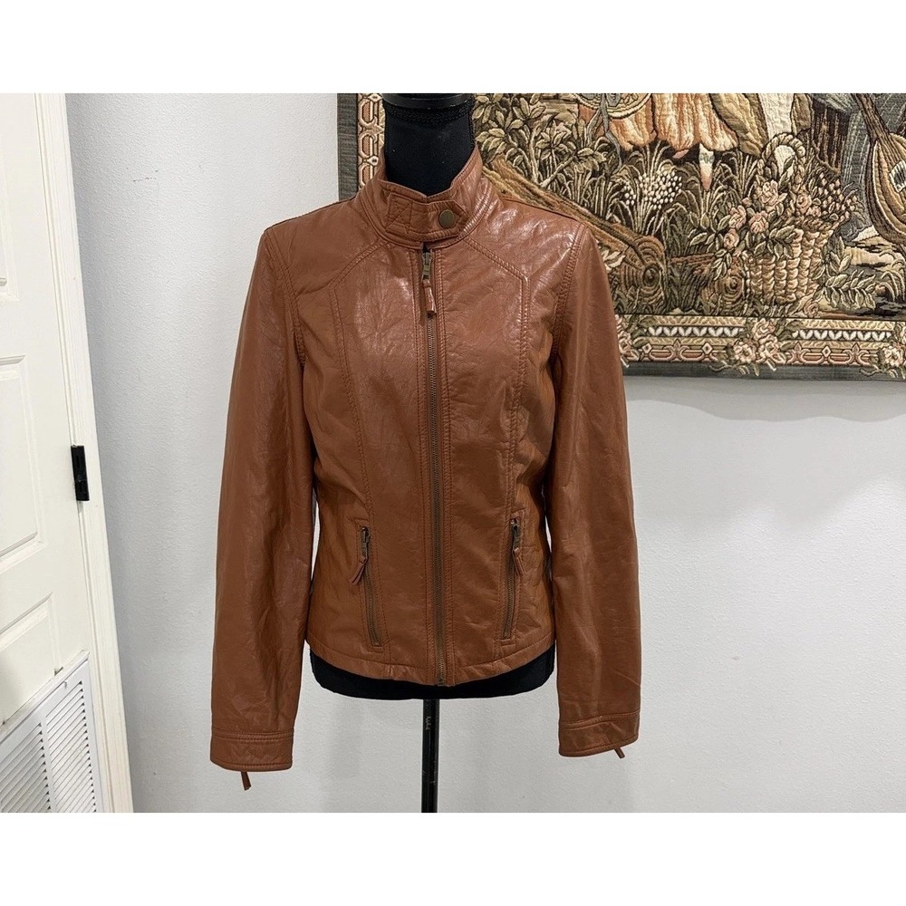 Therapy‎ By Lane Crawford Jacket Womens Small Brown Faux Leather Moto Biker